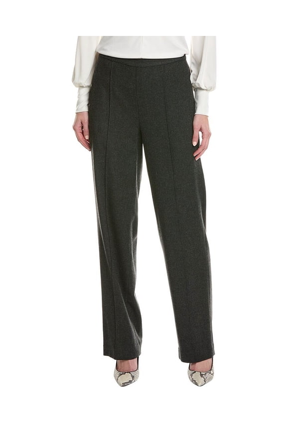 womens  Mid-Rise Wool-Blend Wide Leg Pant, XL, Grey