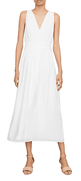Vince womens Pleated Maxi Dress, L, White - Walmart Business Supplies