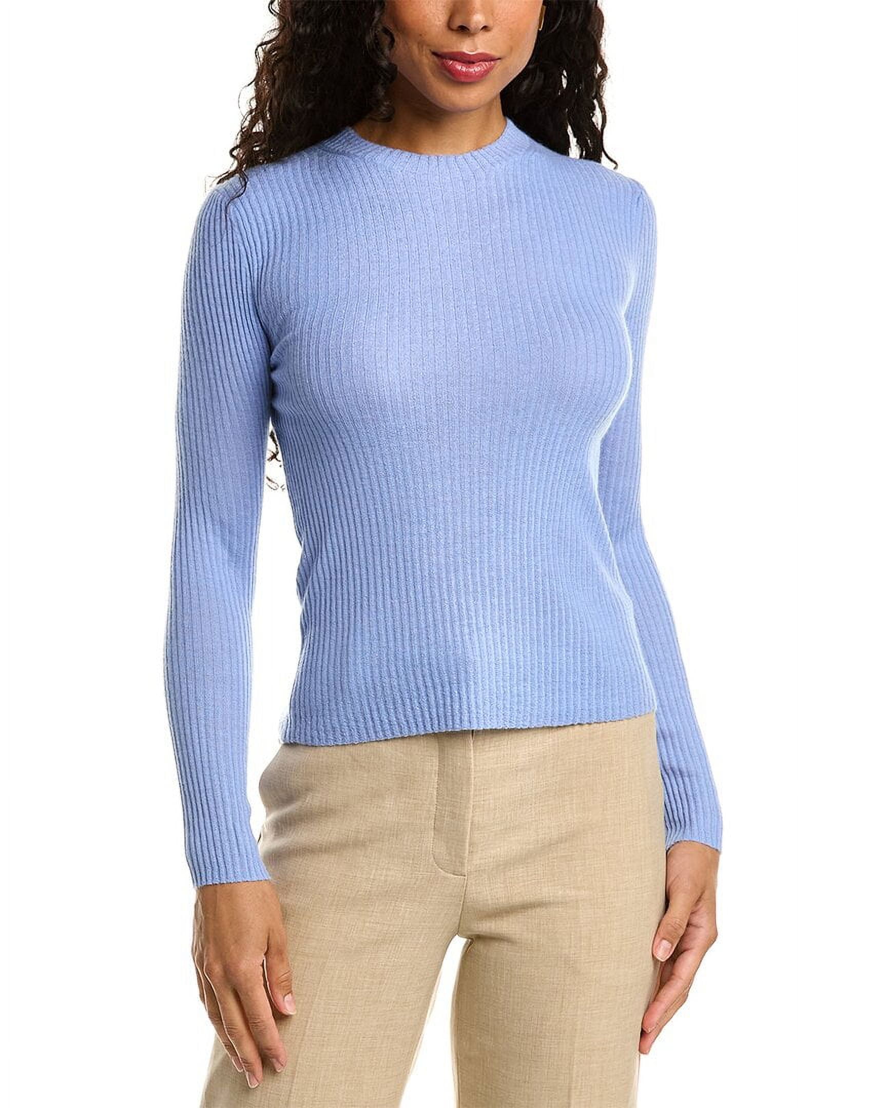 Vince womens Ribbed Cashmere & Silk-Blend Sweater, XS, Blue