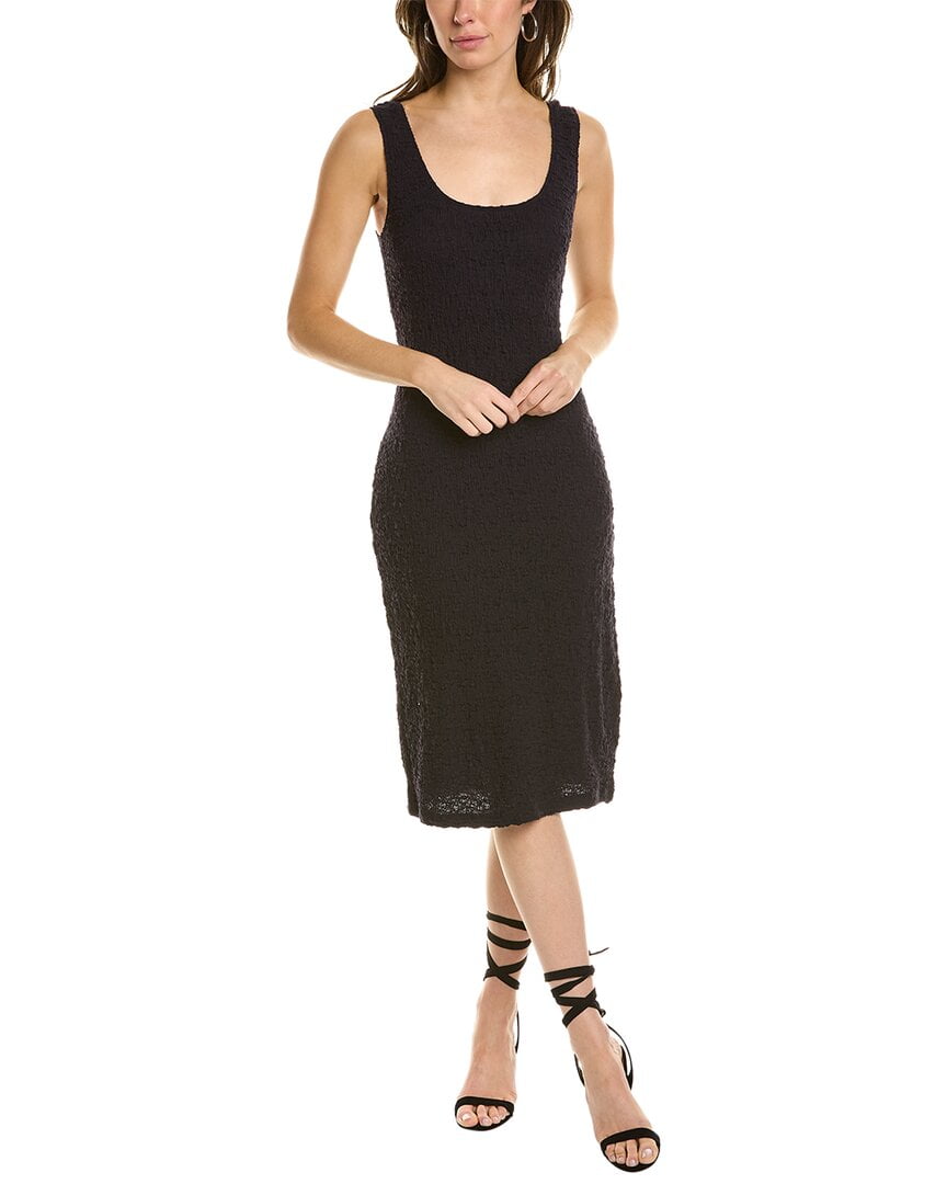 Black Cotton Blend Sleeveless Midi Tank Dress