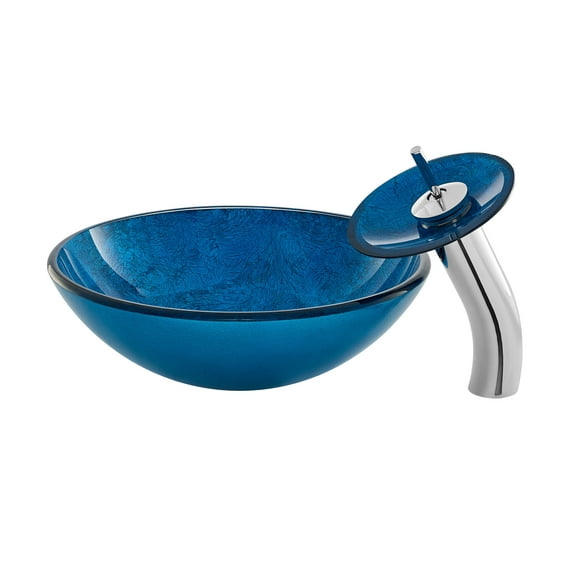 Vincennes 16.5 Glass Vessel Sink with Faucet, Ocean Blue