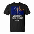 thumbnail image 1 of Vincennes Indiana Eclipse 2024 State Flag Graphic Tee Unisex Adult Cotton April 8 Total Solar Eclipse Souvenir Casual Astronomy Event T-Shirt, Size 3XL, Color Black, 1 of 4