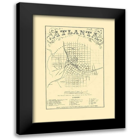 Vincent 11x14 Black Modern Framed Museum Art Print Titled - Atlanta Georgia - Vincent 1864