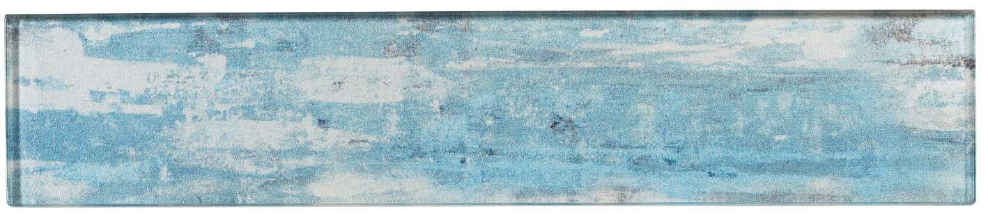 Vincent 3" x 14" Blue Glass Wood Look Rectangular Tile