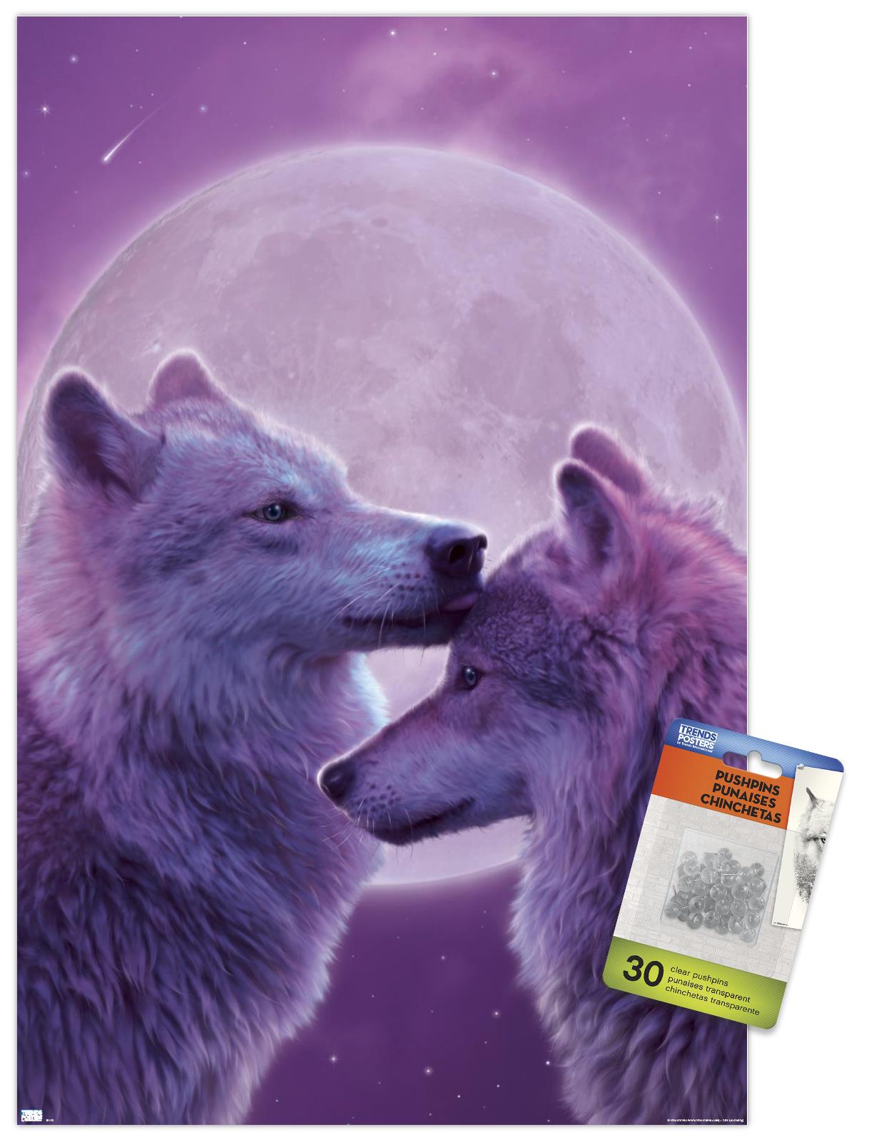 Vincent Hie - LoVing Wolves Wall Poster with Pushpins, 14.725" x 22.375"