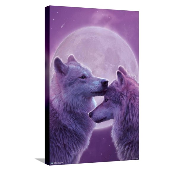 Vincent Hie - Loving Wolves Canvas Wall Poster, 14.725" x 22.375"
