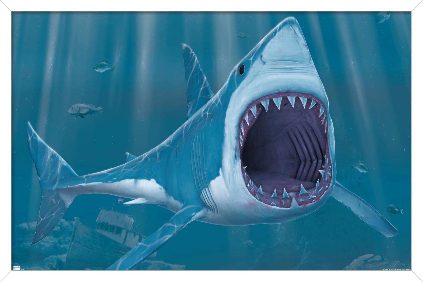 Vincent Hie - Shark Bite Wall Poster, 14.725" x 22.375", Framed
