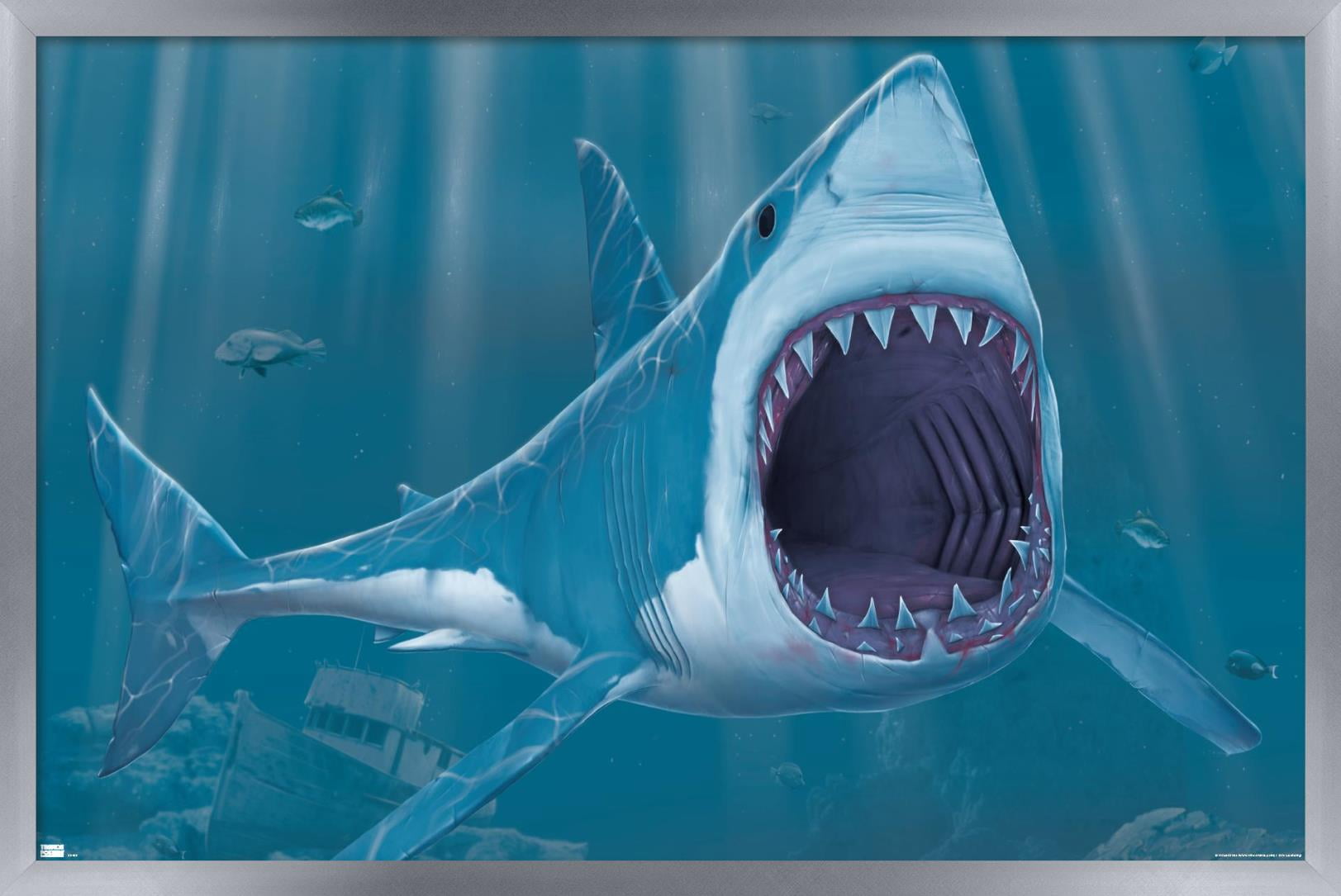 Vincent Hie - Shark Bite Wall Poster, 22.375" x 34", Framed