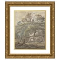 thumbnail image 1 of Vincent Jansz. van der Vinne 15x18 Gold Ornate Wood Frame and Double Matted Museum Art Print Titled - Farmyard with Two Men Who Load a Cradle on a Horse Cart (1746 - 1811), 1 of 4