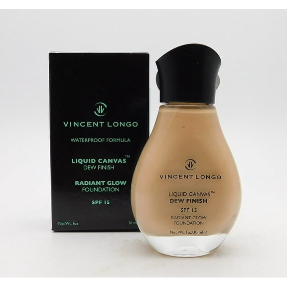 Vincent Longo Liquid Canvas Dew Finish Radiant Glow Foundation Waterproof Formula SPF 15 Porcelain 1 Oz.