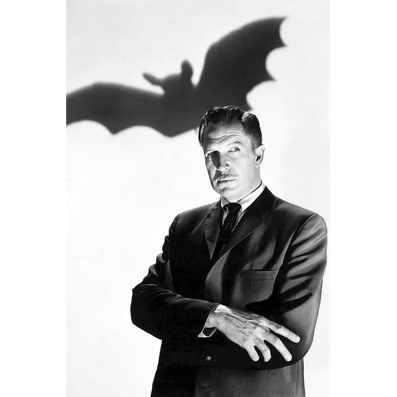 Vincent Price in The Bat arms folded sly looking under bat shadow 24x36 Poster
