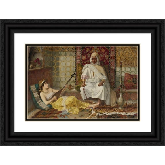 Vincent Stiepevich 14x11 Black Ornate Wood Framed Double Matted Museum Art Print Titled: Odalisque Playing Music