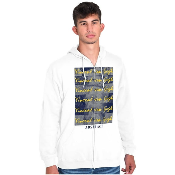 Vincent Van Gogh Abstract Portrait Unisex Fleece Graphic Zip Up Hoodie Brisco Brands 2X