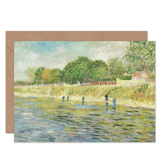 Vincent Van Gogh Bank Of The Seine Fine Art Greetings Card Plus Envelope Blank inside