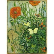Vincent Van Gogh Butterflies And Poppies Reproduction Painting Wall Art Poster Print Picture