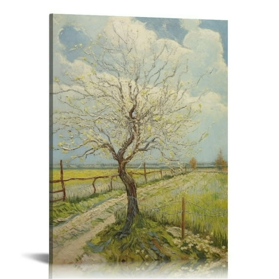 Vincent Van Gogh Canvas Wall Art - Peach Tree in Blossom poster - Nature Flower Wall Decor Landscape Art Cool Wall Decor Art Print Poster
