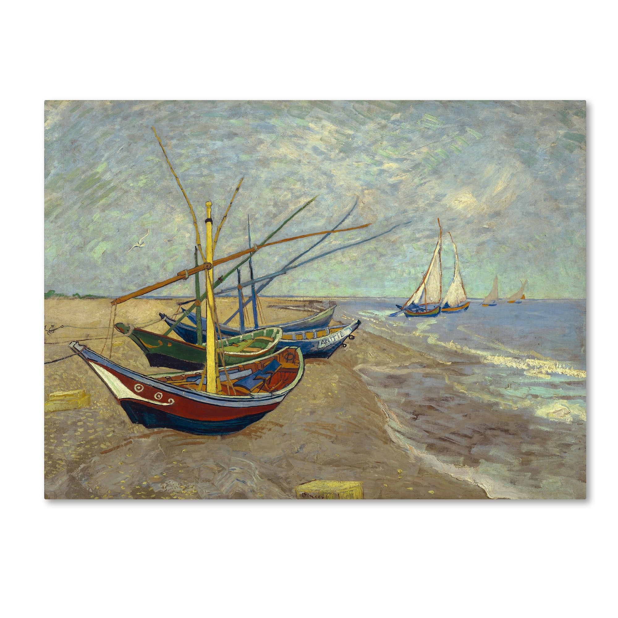 Vincent Van Gogh 'Fishing Boats on the Beach' Canvas Art