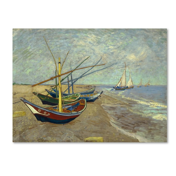 Vincent Van Gogh 'Fishing Boats on the Beach' Canvas Art