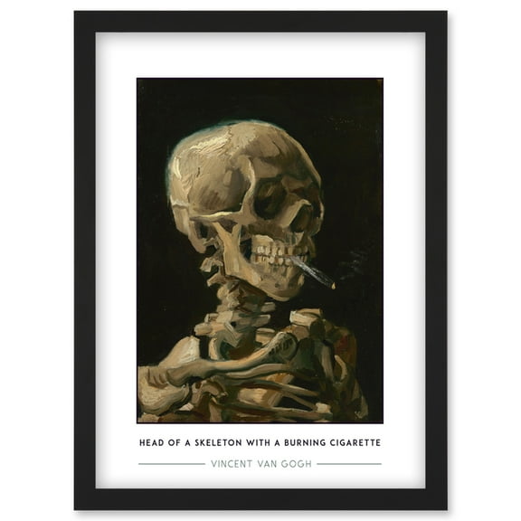 Vincent Van Gogh Head Of A Skeleton With A Burning Cigarette Painting Artwork Framed Wall Art Print A4