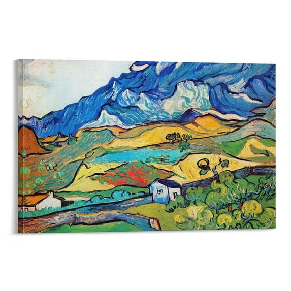 Vincent Van Gogh Les Alpilles A Mountain Landscape near Saint-Remy Poster Artworks Picture Print Poster Wall Art Painting Canvas Gift Decor Home Posters Decorative 12x18inch(30x45cm)