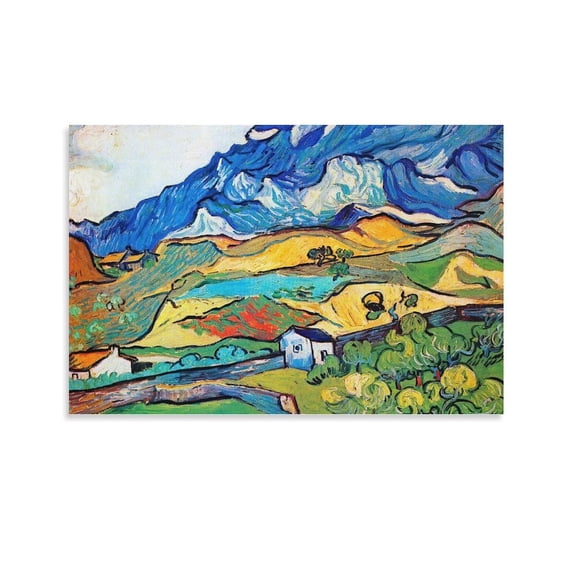 Vincent Van Gogh Les Alpilles A Mountain Landscape near Saint-Remy Poster Room Aesthetic Poster Print Art Wall Painting Canvas Posters Gifts Modern Bedroom Decor 12x18inch(30x45cm)