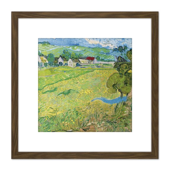 Vincent Van Gogh Les Vessenots A Auvers 8X8 Inch Square Wooden Framed Wall Art Print Picture with Mount