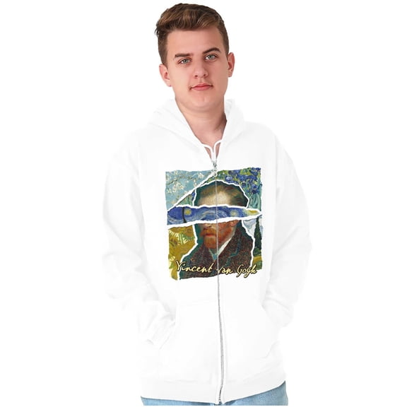 Vincent Van Gogh Modern Art Collage Unisex Fleece Graphic Zip Up Hoodie Brisco Brands 5X