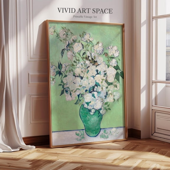 Vincent Van Gogh Painting Print: Roses Vertical, Giclee Print, Fine Art Print, Wall Art Print, Post-Impressionism UNFRAMED PAPER POSTER, Home Decor, Vintage Gift, Living Room Dercor