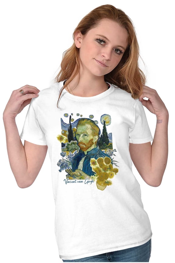 Vincent Van Gogh Paintings Scrapbook Womens Slim Fit Graphic Tee Brisco Brands L