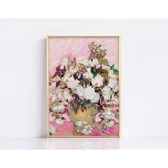 Vincent Van Gogh Posters, Roses in a vase Poster, Van Gogh Wall art, Vincent Van Gogh Print, Van Gogh Exhibition Poster, Oleanders print