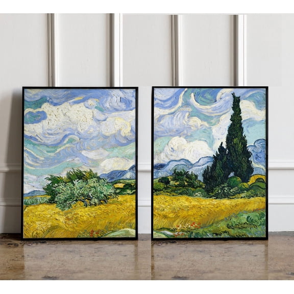 Vincent Van Gogh Prints Wheat Field With Cypresses (1889) Vincent Van Gogh Poster Print Set 2