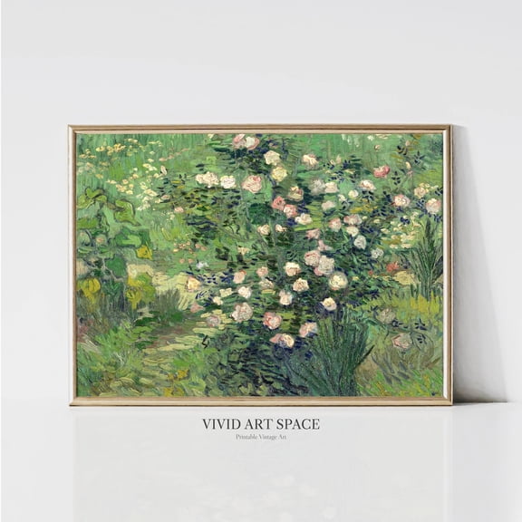 Vincent Van Gogh Roses, French Impressionist Landscape Painting, Flowers Meadow Print, UNFRAMED PAPER POSTER, Home Decor, Vintage Gift, Living Room Dercor