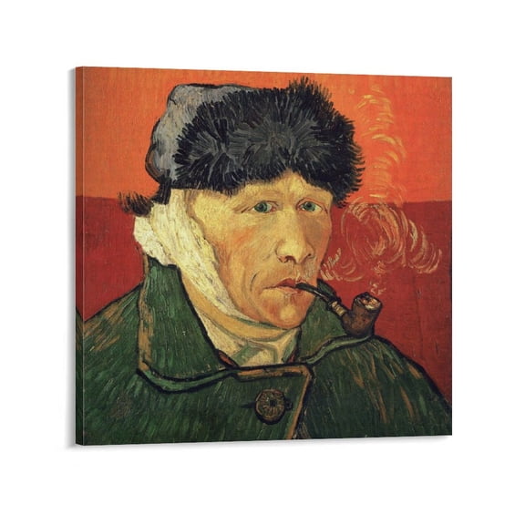 Vincent Van Gogh Self-portrait of Bandaged Ears And Pipe Poster Painting On Canvas Wall Art Poster Scroll Picture Print Living Room Walls Decor Home Posters 16x16inch(40x40cm)