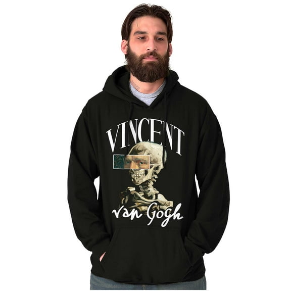Vincent Van Gogh Skeleton Painting Unisex Plus Fleece Graphic Hoodie Brisco Brands 2X
