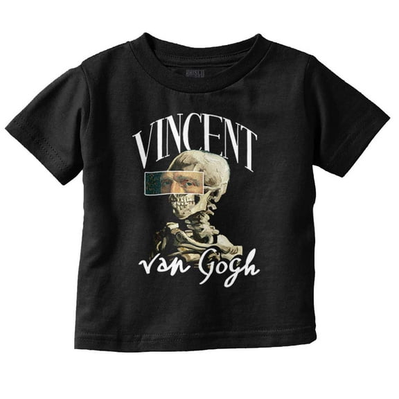 Vincent Van Gogh Skeleton Painting Toddler Boy Girl T Shirt Infant Toddler Brisco Brands 4T