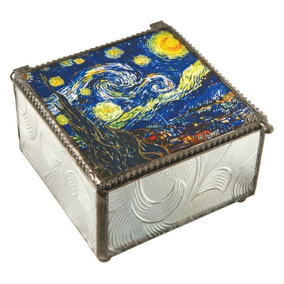 Vincent Van Gogh Starry Night Painting Art Glass Trinket Box - Jewelry Storage