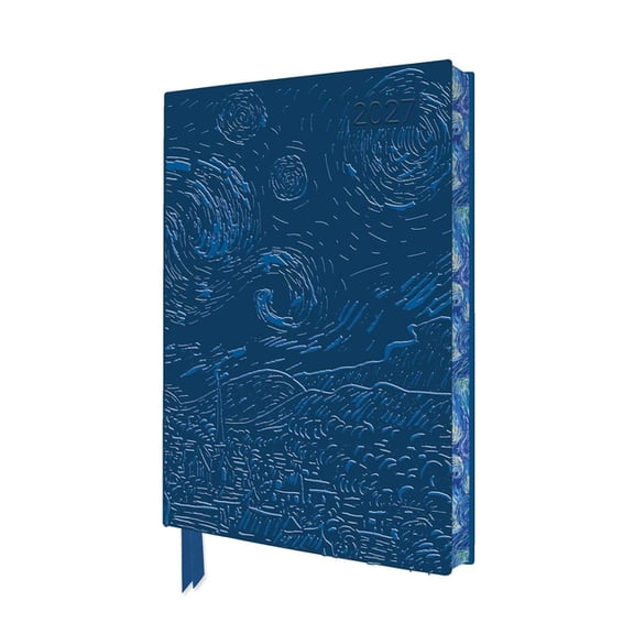 Vincent Van Gogh: The Starry Night 2027 Artisan Art Vegan Leather Diary Planner - Page to View with Notes, (Hardcover)