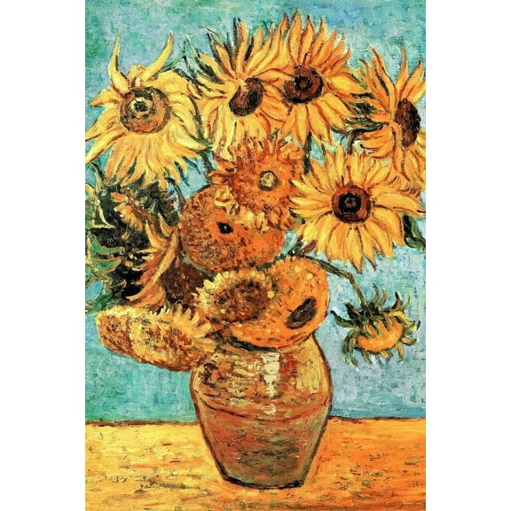 Vincent Van Gogh Vase With Twelve Sunflowers Van Gogh Wall Art Impressionist Painting Style Nature Spring Flower Wall Decor Vase Bouquet Poster Romantic Artwork Cool Wall Art Print Poster