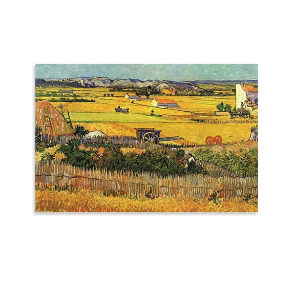 Vincent Van Gogh Vincent Van Gogh Harvest at La Crau with Montmajour Poster Canvas Poster Wall Art Picture Prints Hanging Photo Gift Decor Home Posters Artworks 12x18inch(30x45cm)