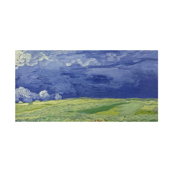 Trademark Fine Art Vincent Van Gogh Wheatfields under Thundercloud Canvas Wall Art - 16x32