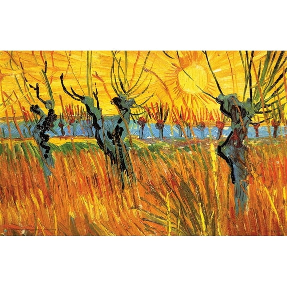 Vincent Van Gogh - Willows at Sunset Mini Poster 17.5" x 11.5" Laminated