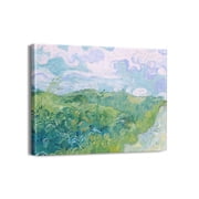 Vincent Van Goghs Canvas Wall Art - Green Wheat Fields, Auvers Classic Artwork Picture Print with Framed Famous Oil Painting Hang for Home Office Bedroom Living Room Wall Decor-16" X12"