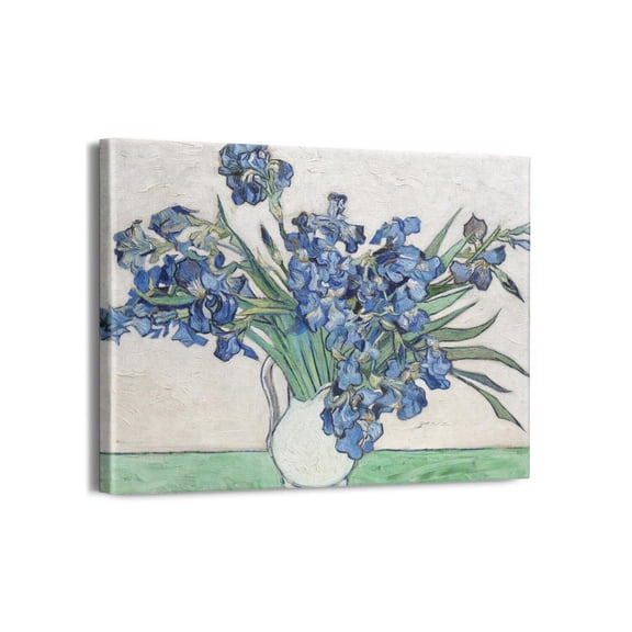 Vincent Van Gogh's Canvas Wall Art - Irises Classic Artwork Picture Print with Framed Famous Oil Painting Hang for Home Office Bedroom Living Room Wall Decor-16" X12"