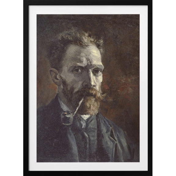 Vincent Van Gogh's Self Portrait With Pipe (1886) Framed Art Modern Wall Decor