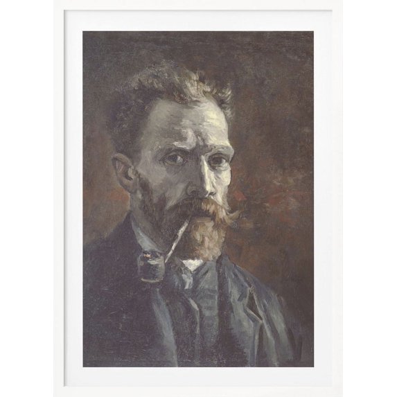Vincent Van Gogh's Self Portrait With Pipe (1886) Framed Art Modern Wall Decor