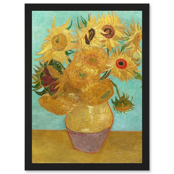 Vincent Willem Van Gogh Dutch Sunflowers Painting Artwork Framed Wall Art Print A4