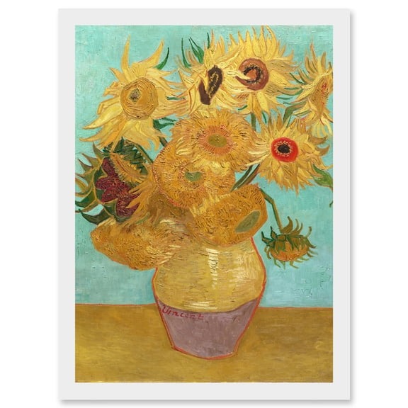 Vincent Willem Van Gogh Dutch Sunflowers Painting Artwork Framed Wall Art Print A4