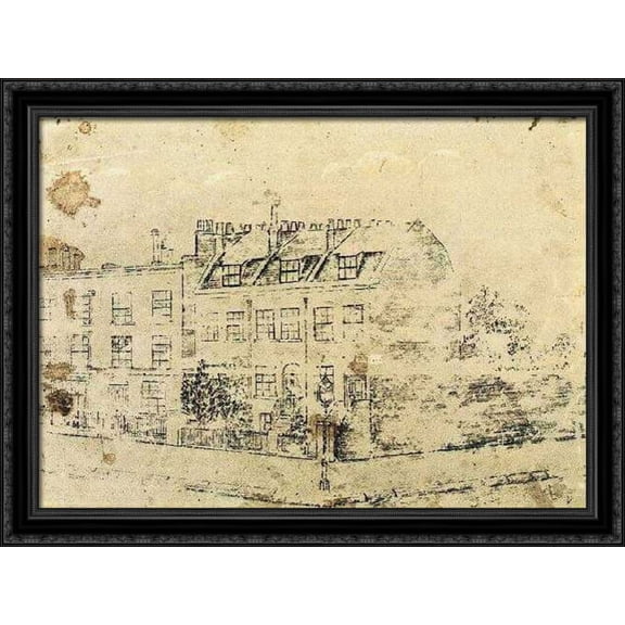 Vincent's Boarding House in Hackford Road, Brixton, London 38x28 Large Black Ornate Wood Framed Canvas Art by Vincent van Gogh