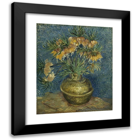 Vincent van Gogh 12x14 Black Modern Framed Museum Art Print Titled - Imperial Fritillaries in a Copper Vase (1887)