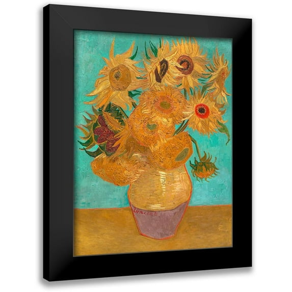 Vincent, van Gogh 12x14 Black Modern Framed Museum Art Print Titled - Sunflowers